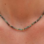 Collier fil de soie naturelle, perles naturelles africain turquoise, perles dorées à l'or fin 24 carats - 22 euros (3)