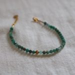 Bracelet perles naturelles amazonite, boule 4mm trou 1,5mm doré à l'or fin 24 carats - 26e